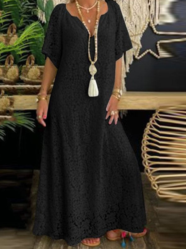 Elegant V-Neck Casual Lace Crochet Dress