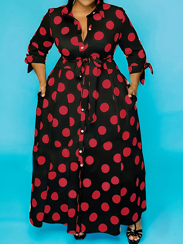 Thick Printed Polka Dot Oversized Women's Dress