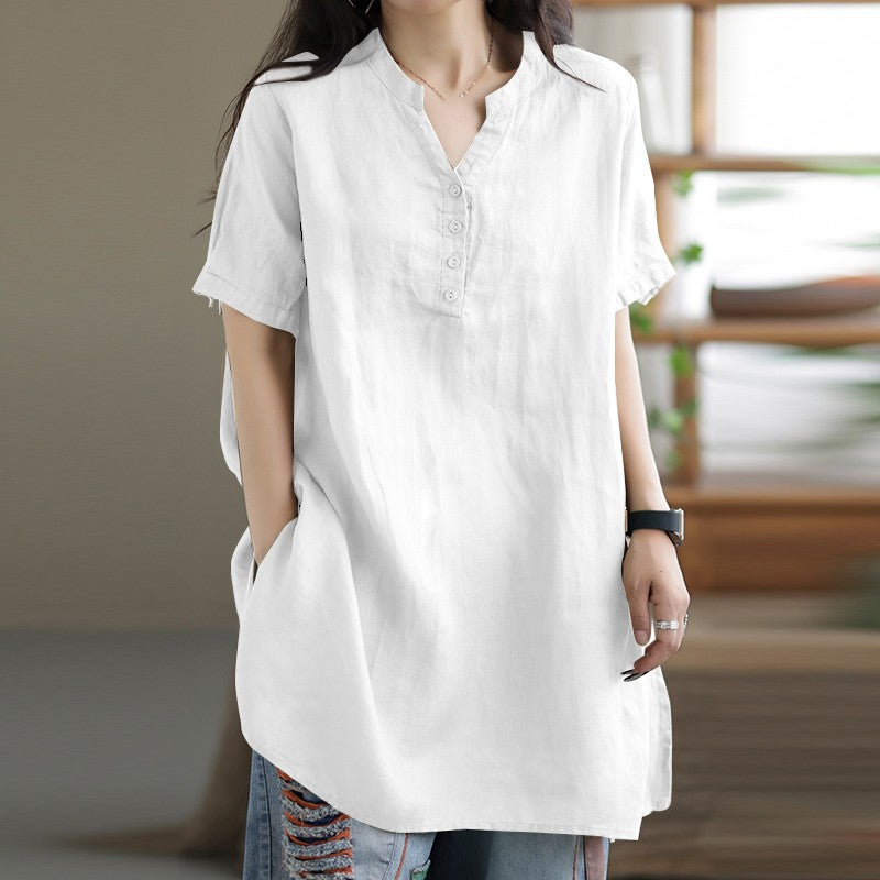 Solid Color Versatile Button-Down Fashionable Top