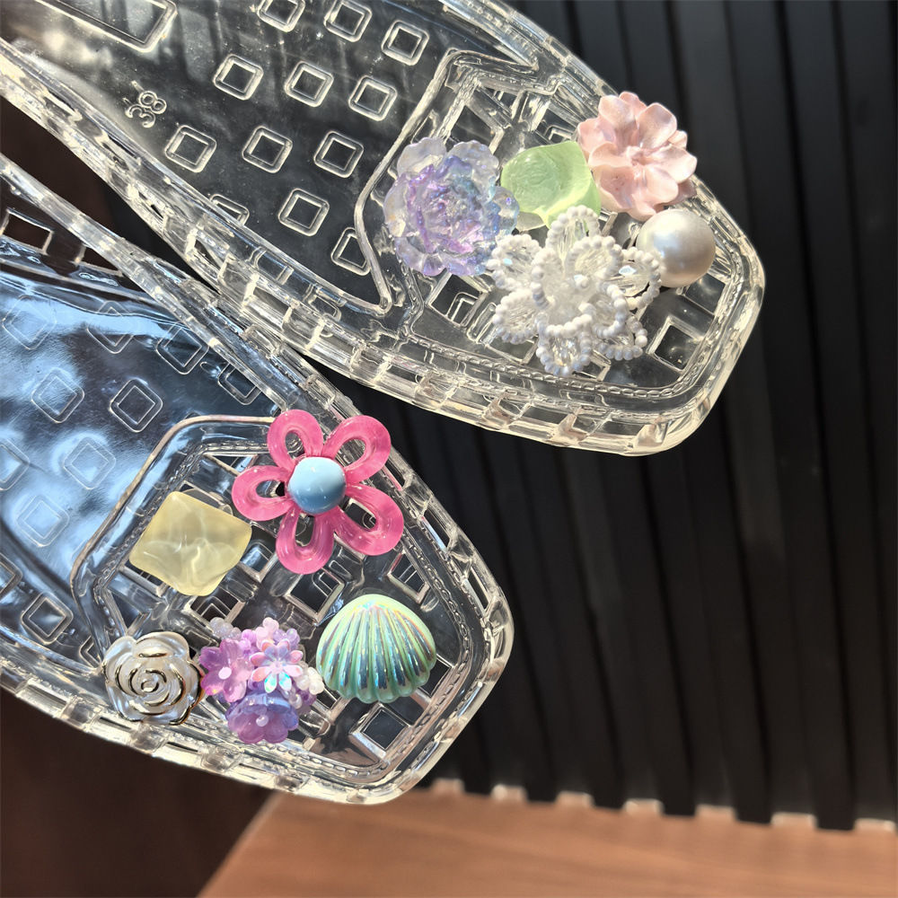 Elegant Crystal Bright Beaded Flower Ladies Shoes