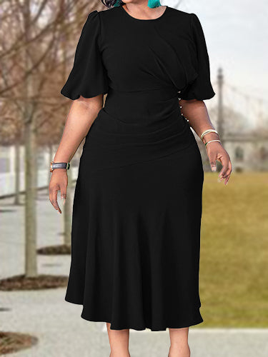 Elegant Solid Color Ladies Dress