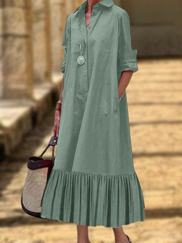 New Long Irregular Button Ladies Dress
