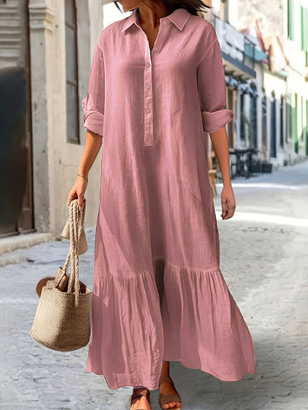 New Long Irregular Button Ladies Dress