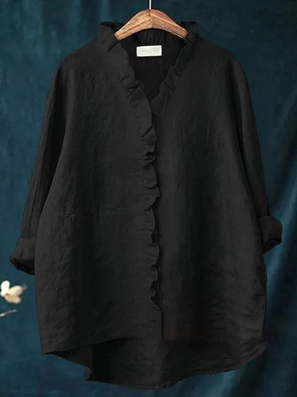 Versatile Simple Lace Button Ladies Top