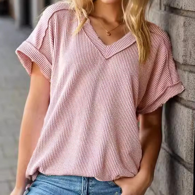 New Casual Line Texture Women'S Top