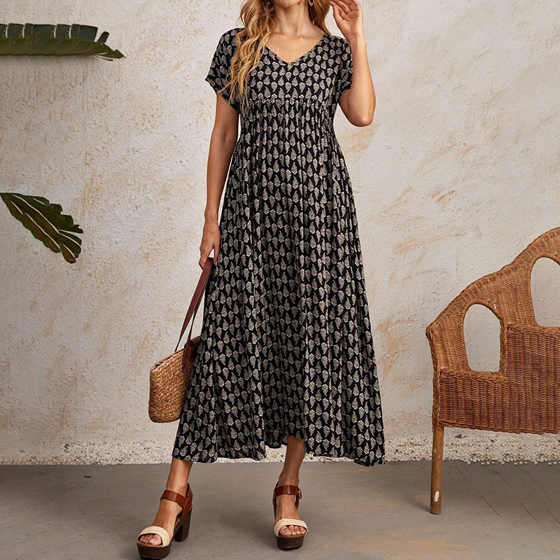 Beautiful Short Sleeve Patterned Women'S Dress