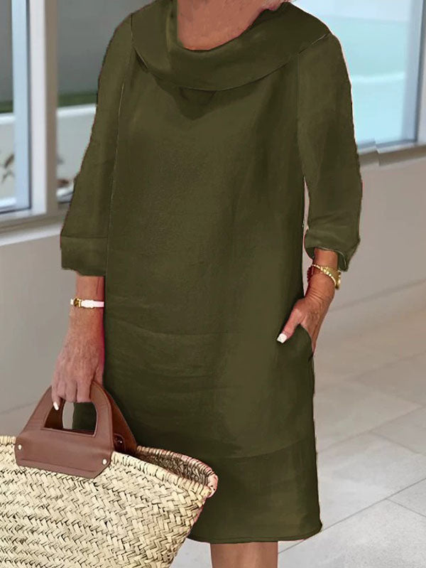 Temperament Commuting Round Neck Casual Style Dress