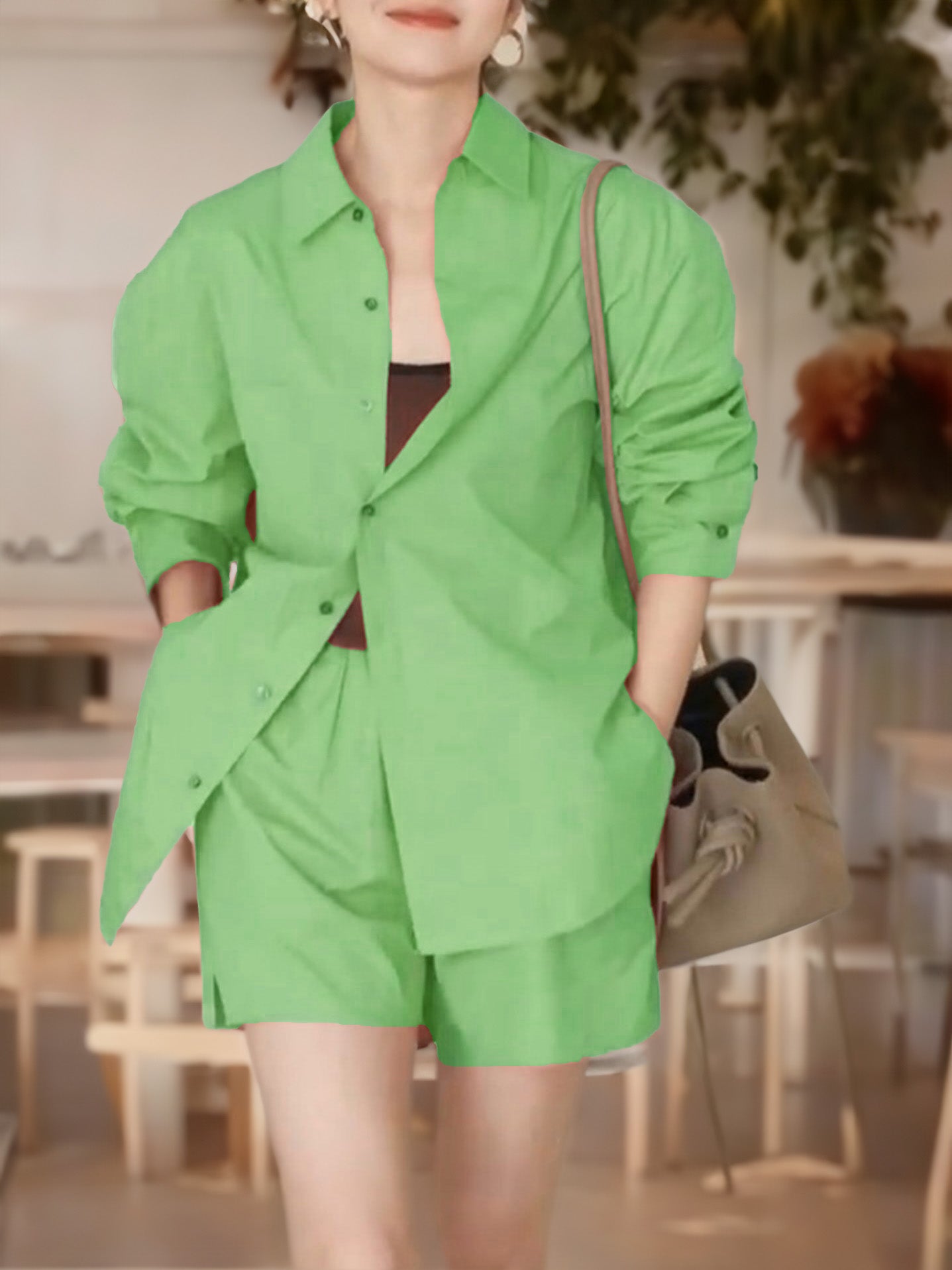 Fashion Solid Color Two Piece Suit