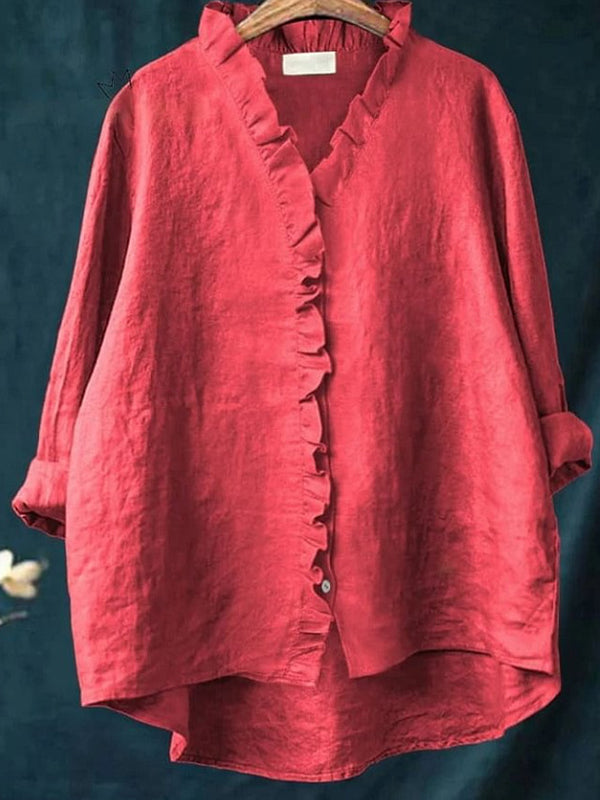 Versatile Simple Lace Button Ladies Top