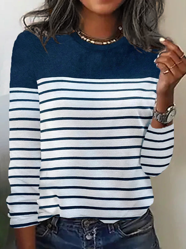 Striped Crew Neck Women's Top