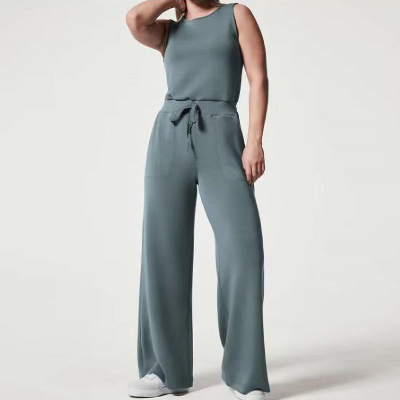 Casual Sleeveless Lace-up Jumpsuit