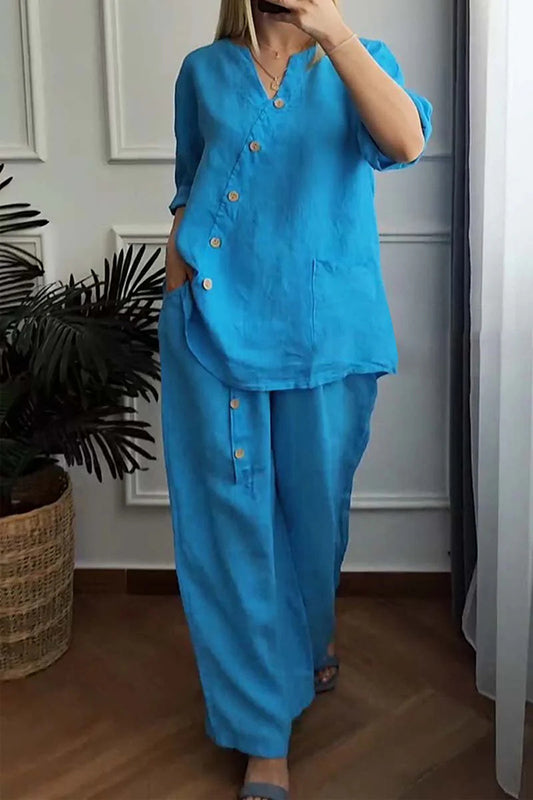 Everyone Loves Button Comfort Ladies Two-Piece Set