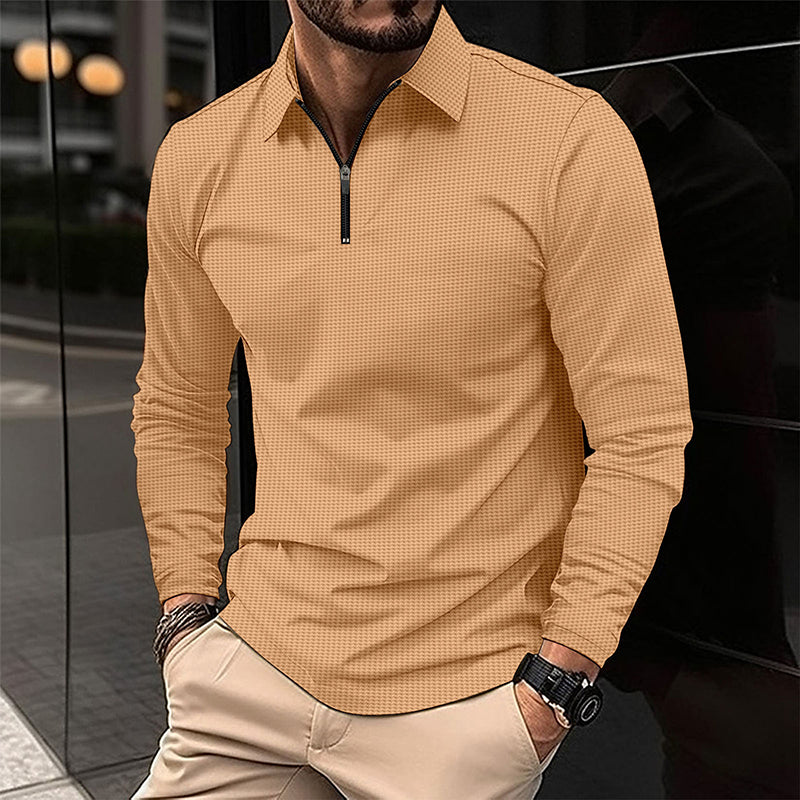 Lapel Fashion Solid Color Men'S Shirt