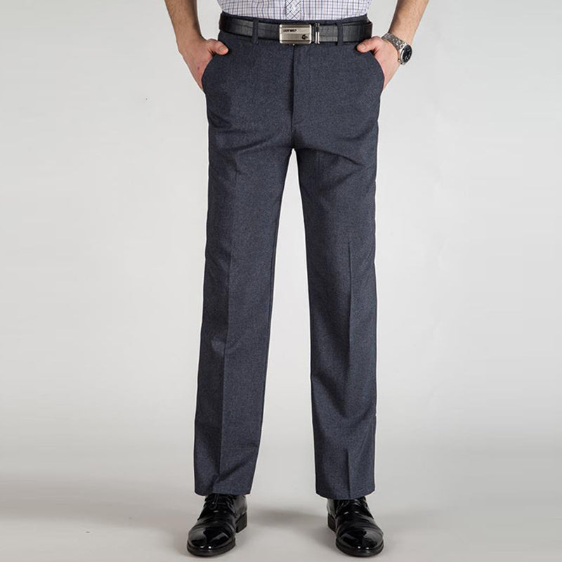 Men's Straight Mid-High Rise Elastic Fit Trousers