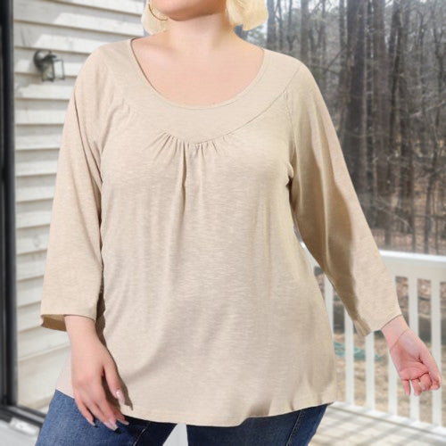 Casual Round Neck Pleated Women's Top