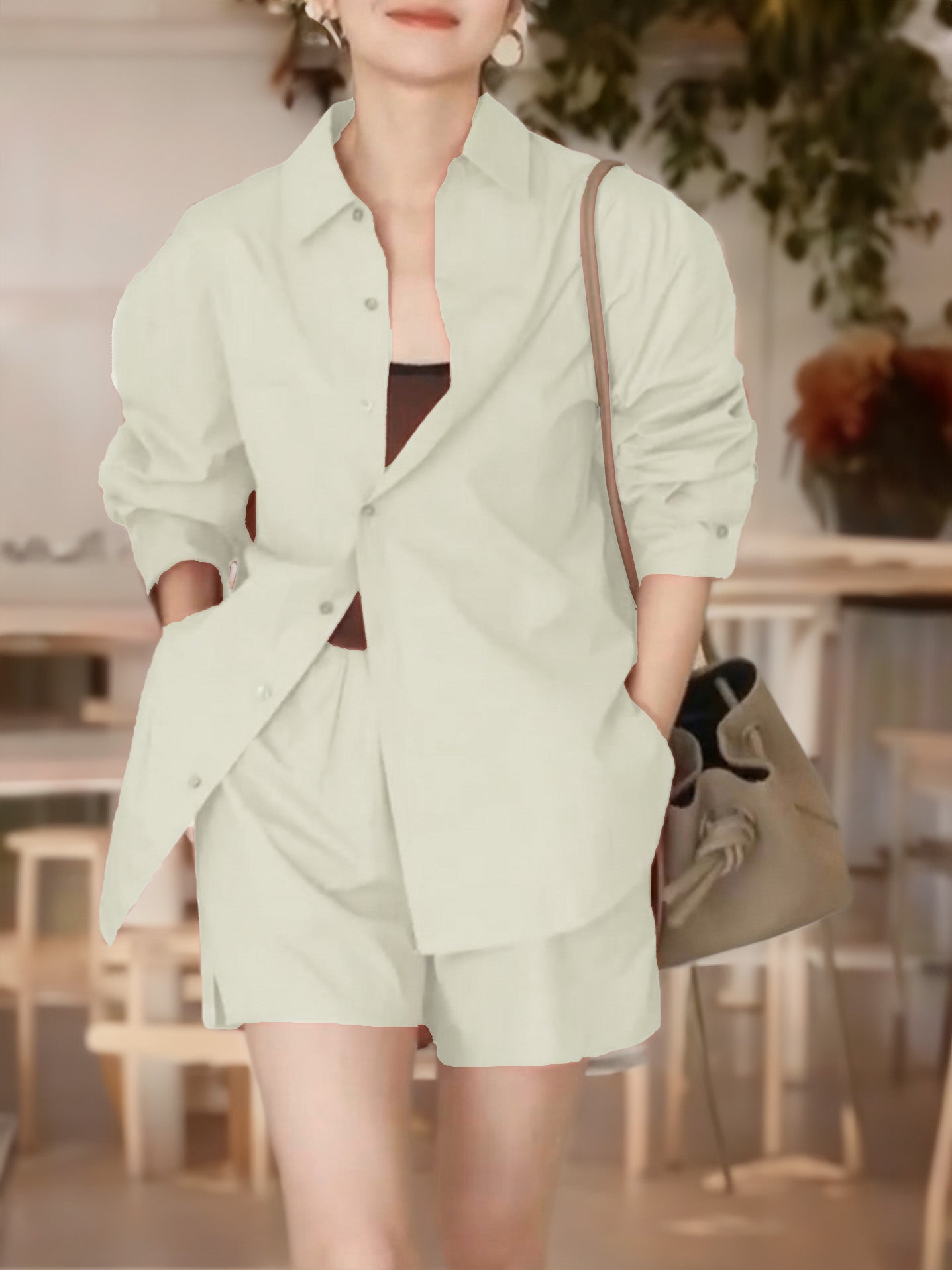 Fashion Solid Color Two Piece Suit