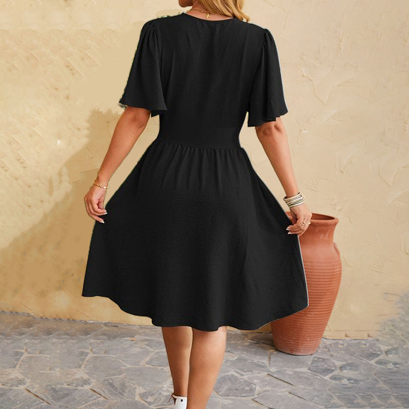 V-Neck Bell Sleeve Fashion Dress