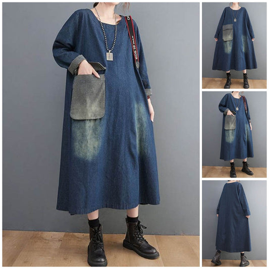 Casual Large Pocket Denim Dress