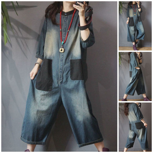Casual Pocket Denim Jumpsuit