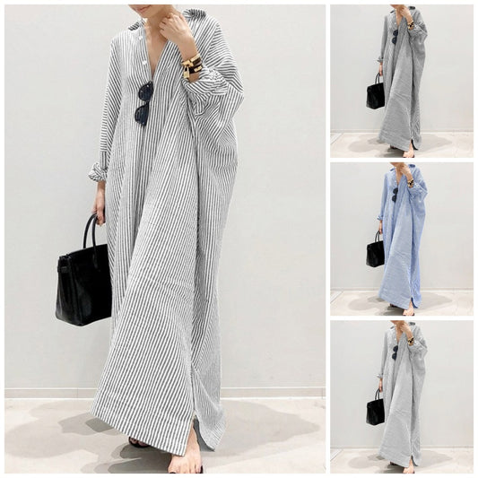 Striped Cardigan Irregular Dress