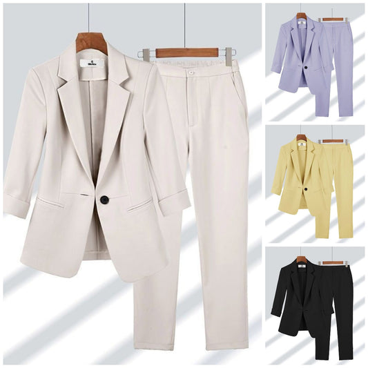 Simple Solid Color Ladies Two Piece Suit