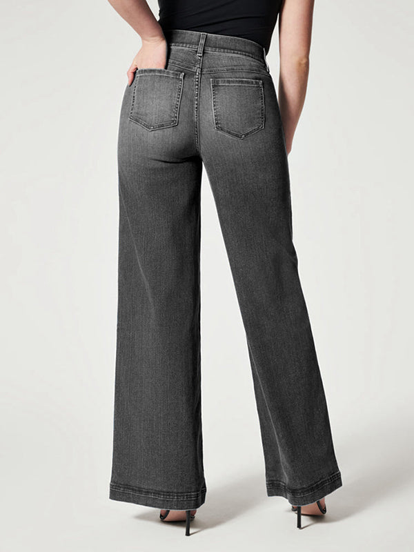 High-Waisted Wide-Leg Front Seam Women'S Jeans