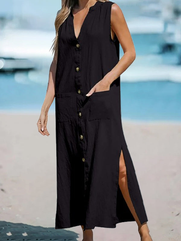 Elegant Single Breasted Ladies Dress