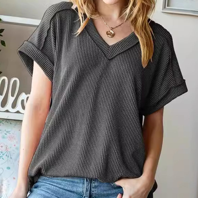 New Casual Line Texture Women'S Top
