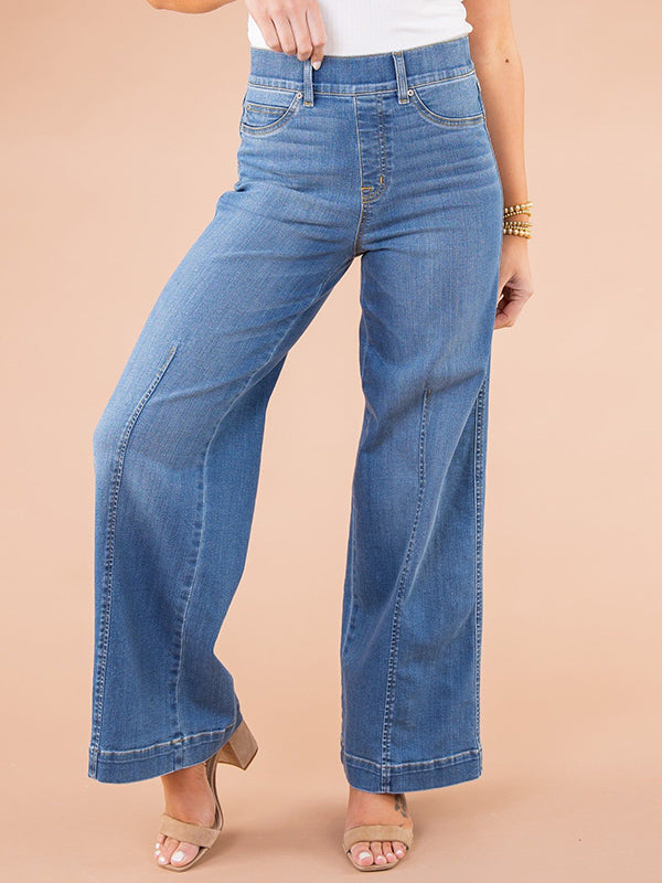 High-Waisted Wide-Leg Front Seam Women'S Jeans