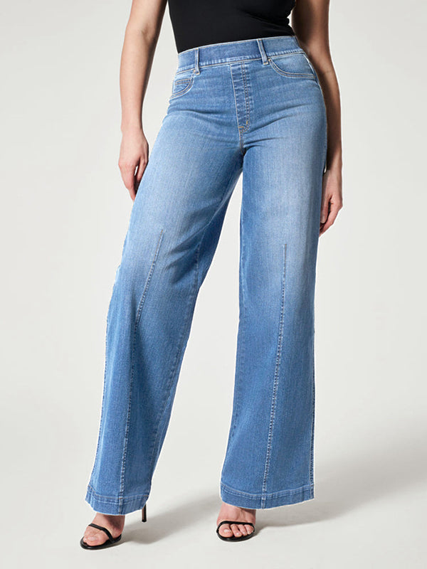 High-Waisted Wide-Leg Front Seam Women'S Jeans