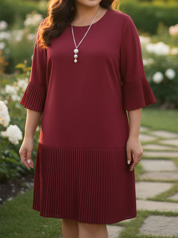 Versatile Pleated Back Single-Breasted Women's Dress