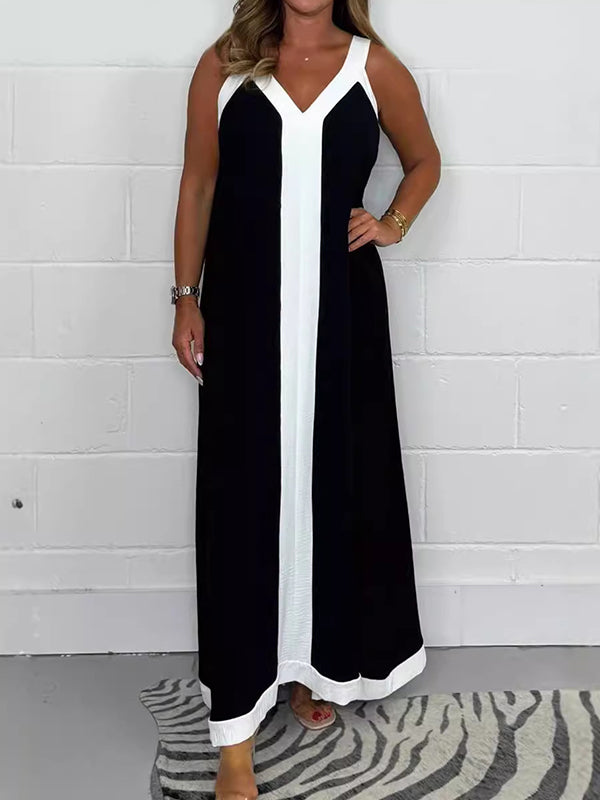 Temperament Contrast Color Outdoor Leisure Dress