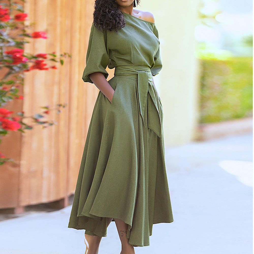 Off-shoulder Collar Strappy Dress