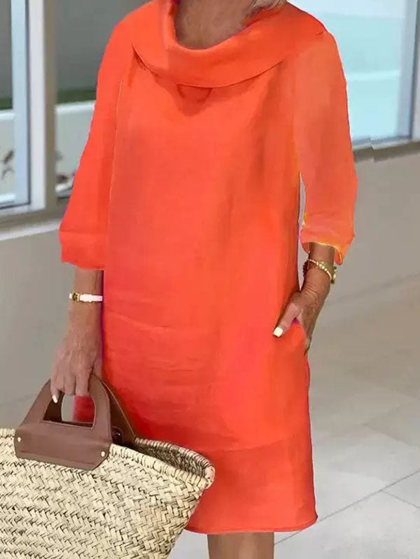 Temperament Commuting Round Neck Casual Style Dress
