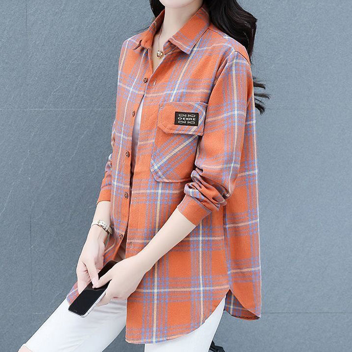 Casual Lapel Plaid Top