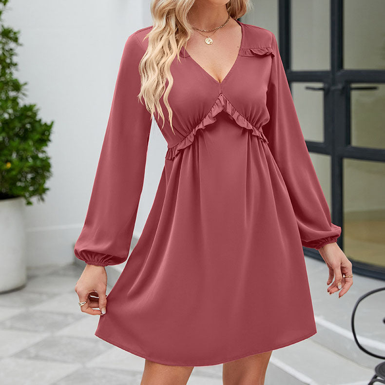 Women's Pleated Long Sleeve Dress