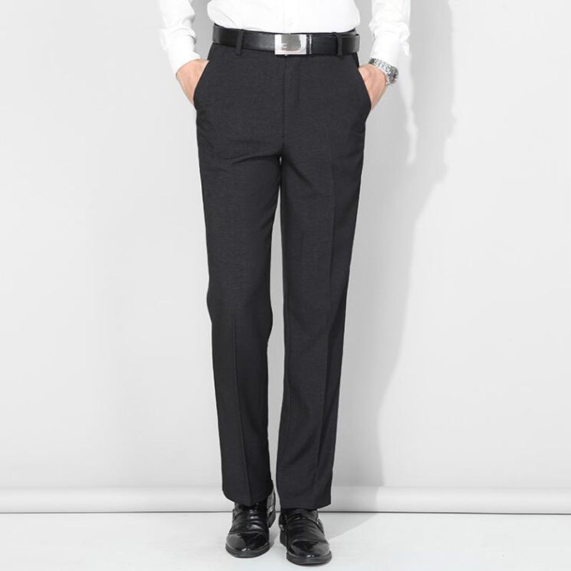 Men's Straight Mid-High Rise Elastic Fit Trousers