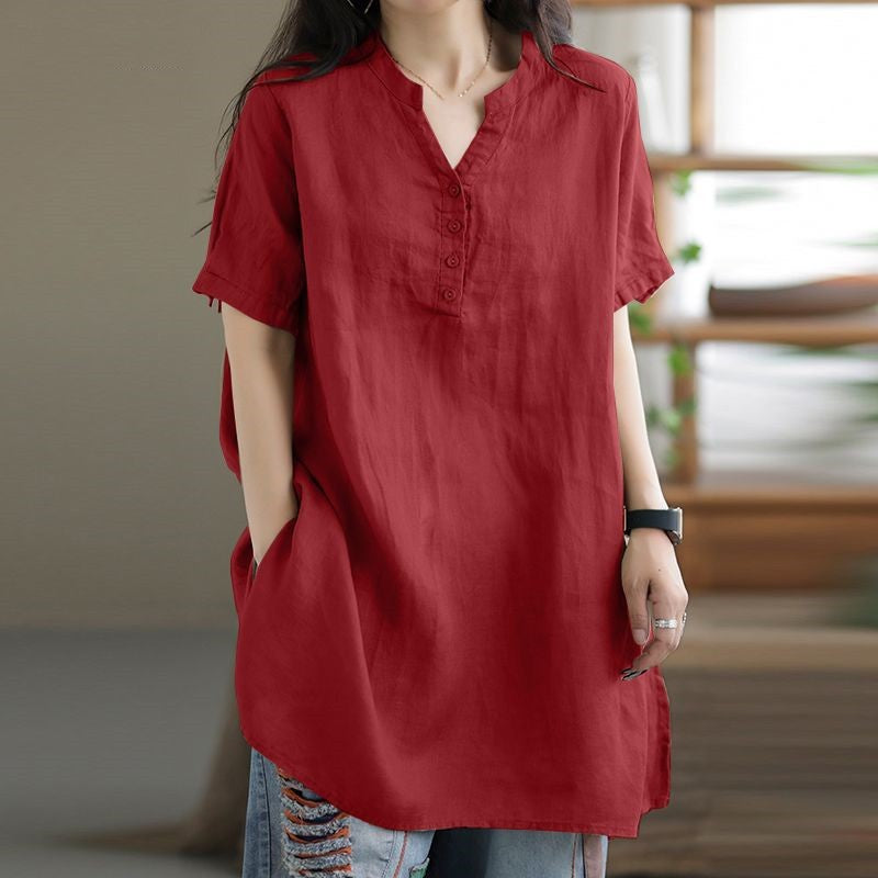 Solid Color Versatile Button-Down Fashionable Top