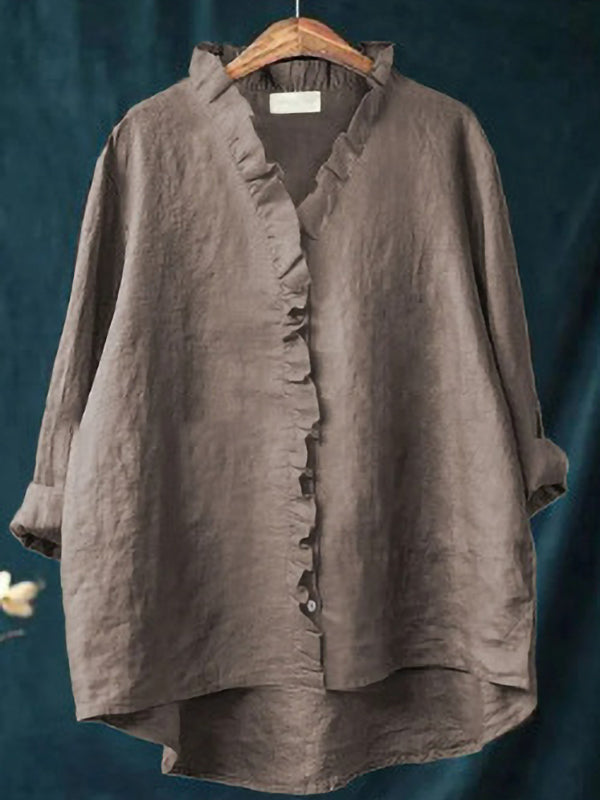 Versatile Simple Lace Button Ladies Top