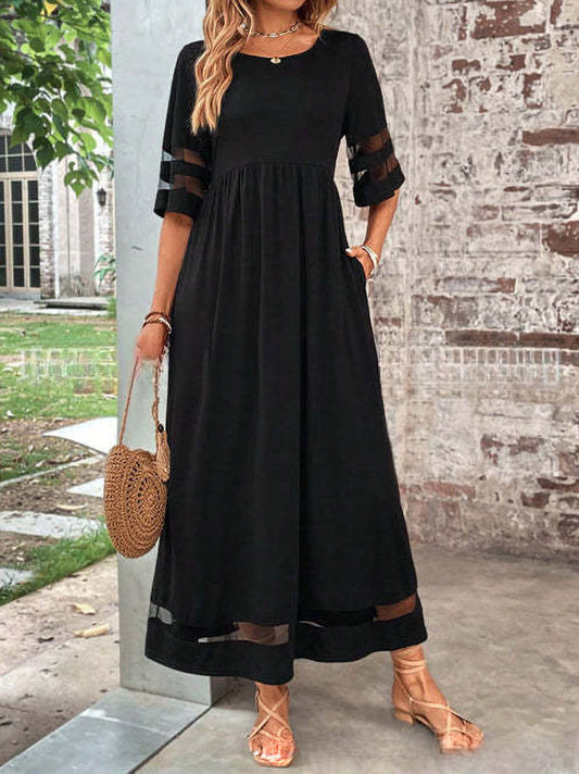 New Three-Quarter Sleeve Mesh Design Dress