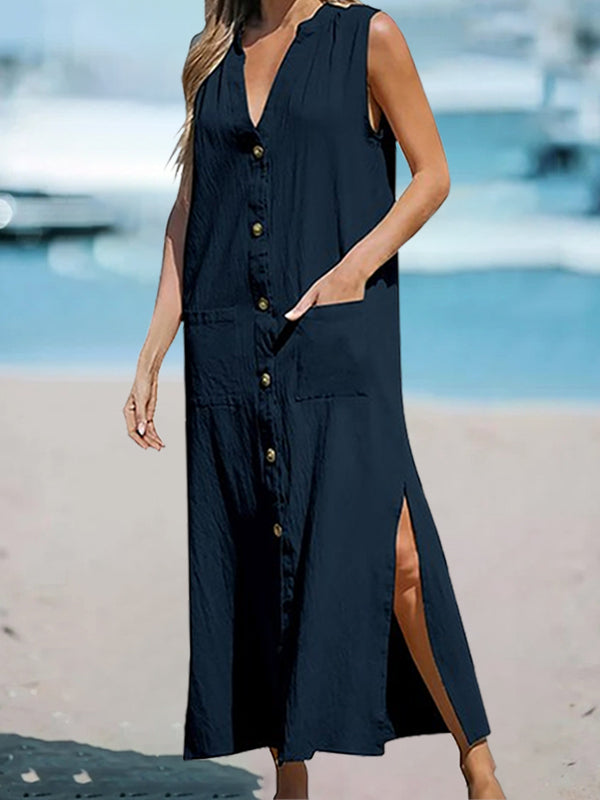 Elegant Single Breasted Ladies Dress