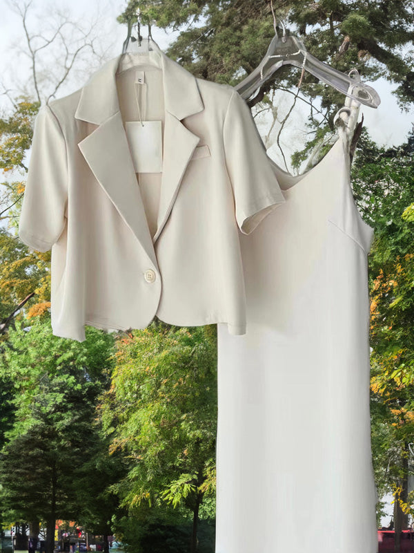 Fashion Ladies Coat Suspender Skirt Two Piece Suit