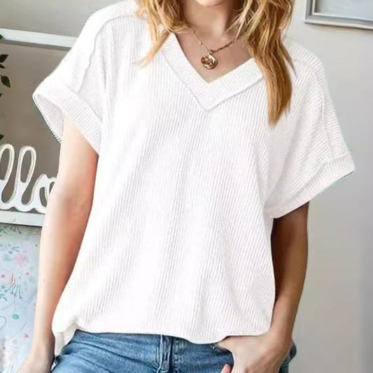 New Casual Line Texture Women'S Top