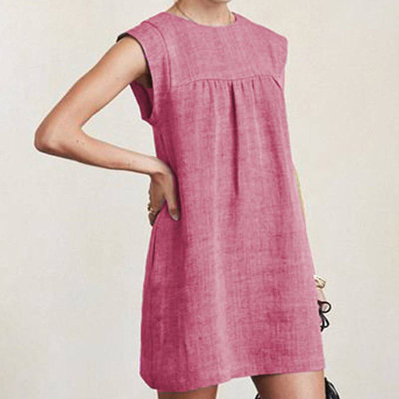 Casual Pleated Sleeveless Women's Dress