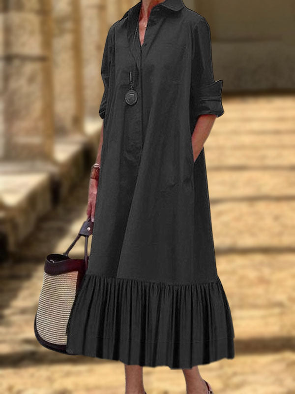 New Long Irregular Button Ladies Dress