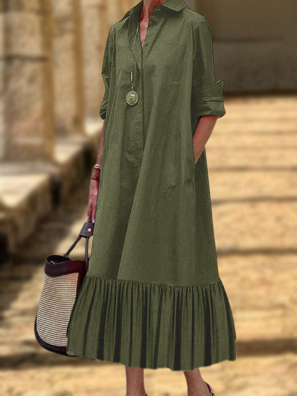 New Long Irregular Button Ladies Dress