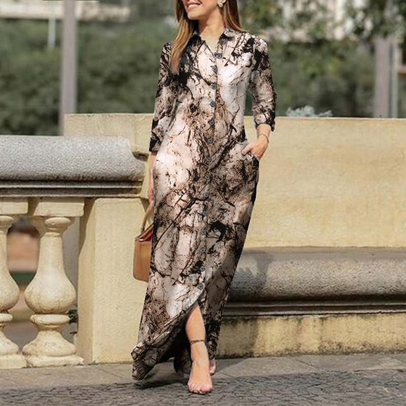 Elegant Fashion Lapel Cardigan Dress