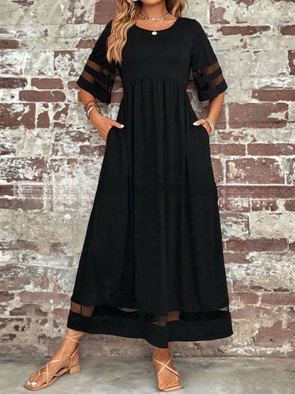 New Three-Quarter Sleeve Mesh Design Dress