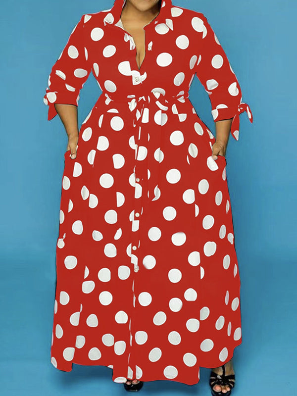 Thick Printed Polka Dot Oversized Women's Dress
