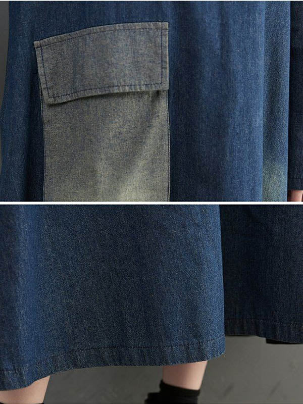 Casual Large Pocket Denim Dress